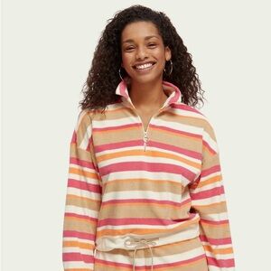 Half- Zip Towelling Sweatshirt Scotch & Soda‎ Women’s Size Extra Small